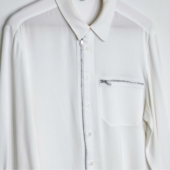 Reiss ivory zip button down shirt - Picture 3 of 8